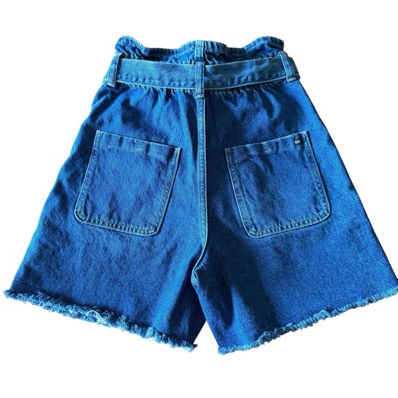 Zara High Waist Paperbag Denim Shorts with Belt Size 2 - Picture 7 of 11